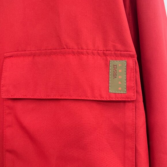 Versace Sport Red Nylon Full Zip Windbreaker Jacket Men's Large EU 50 - Picture 3 of 8